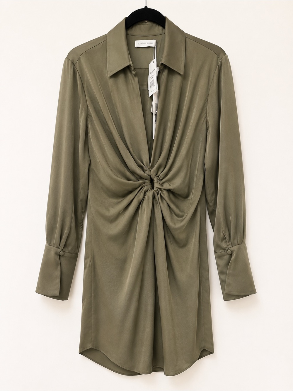 Jonathan Simkhai Roma Draped Satin Mini Dress Size S - Picture 3 of 4